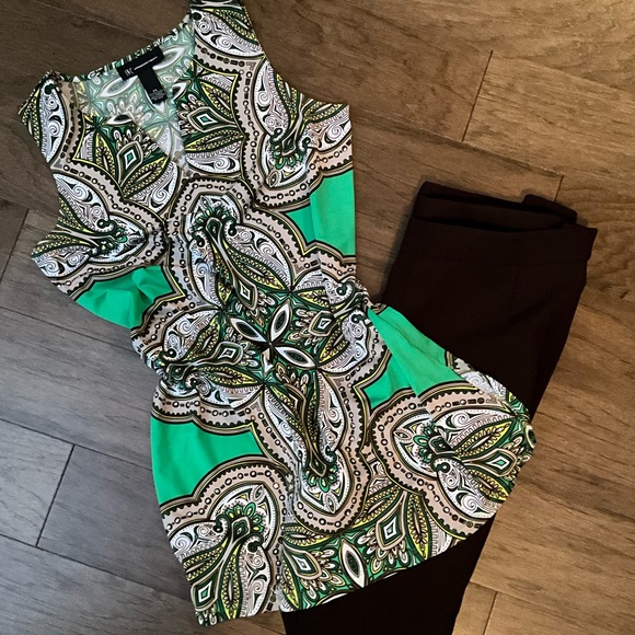 INC.International Concepts Embellished Top Tunic Blouse Green Cowgirl Green Top - Picture 5 of 7